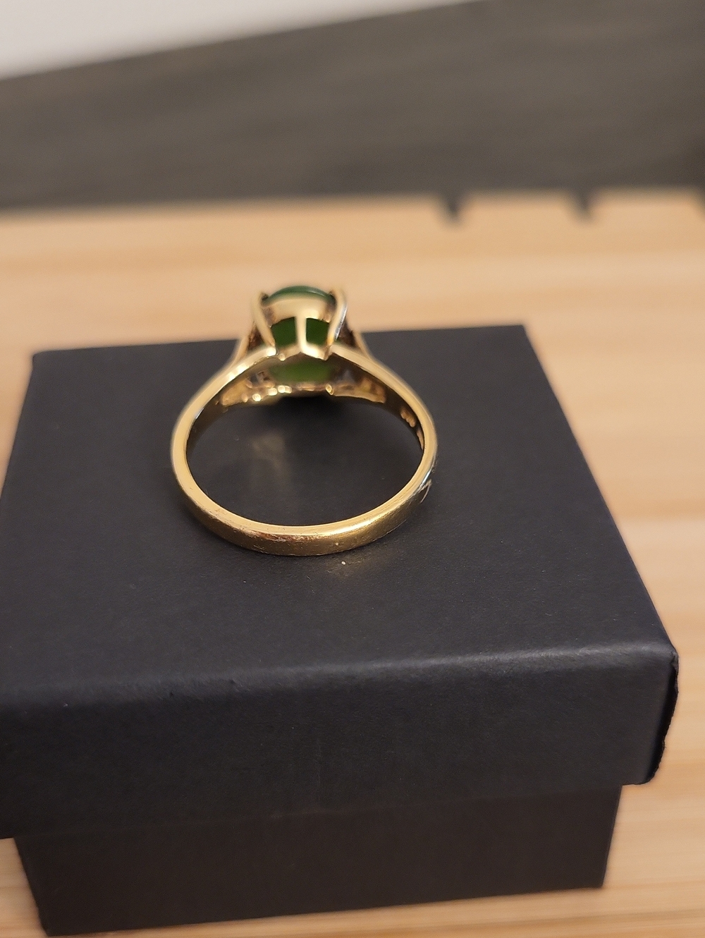925 Vermiel Gold Nephrite-Jade Stone Ring - Picture 4 of 9